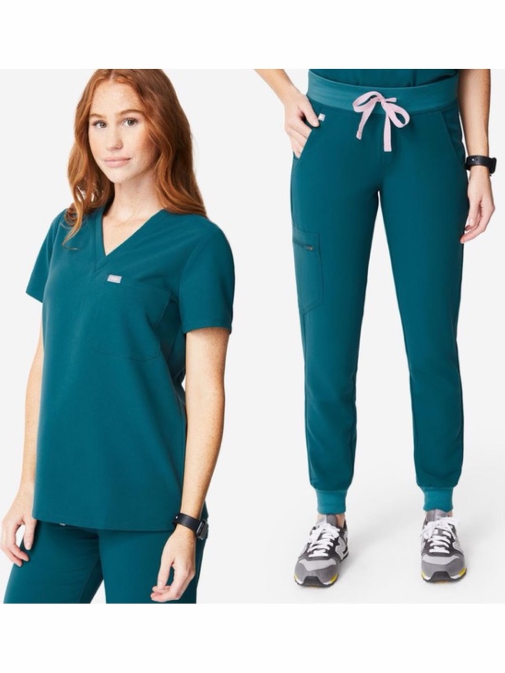 Figs Set 2 Pieces Catarina Scrub Top XS & Zamora Jogger Pants XSP Caribbean Blue